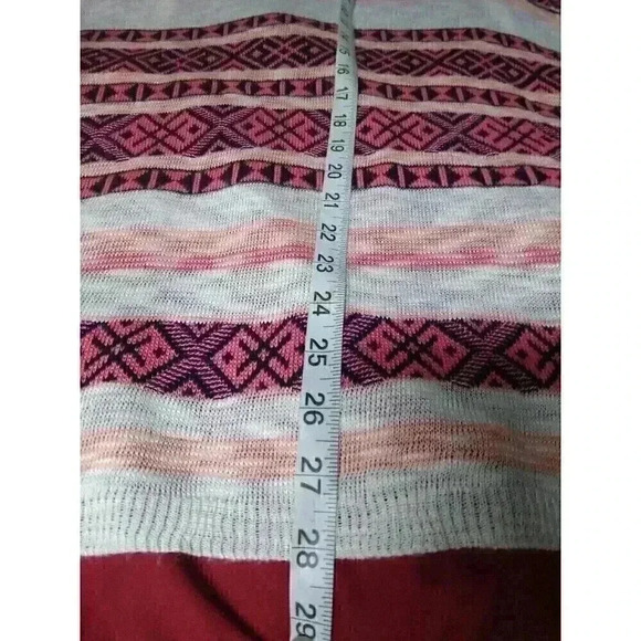 Two One Two 212 New York Open Front Cardigan Sweater Pink & White Women's Small - Picture 4 of 4
